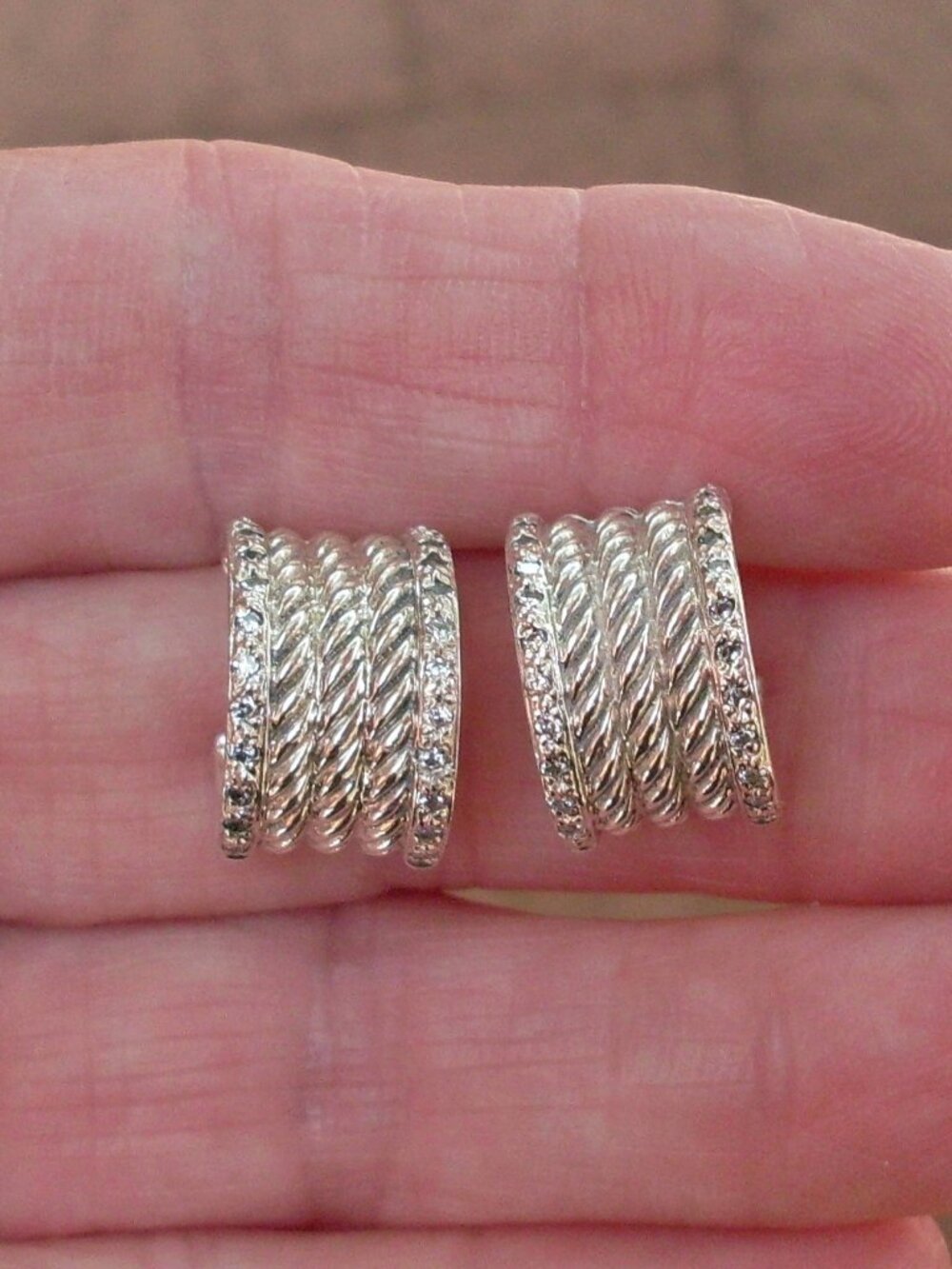 Rare & Retired David Yurman Origami Diamond Hoop Earrings - DY Backs